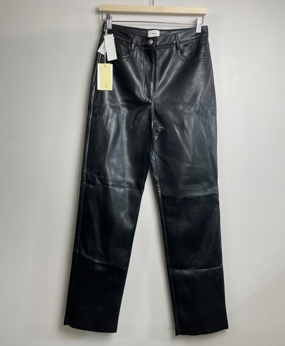 Wilfred Melina Faux Leather Pant Women 8 Black High Rise Grunge Whimsy Goth Club